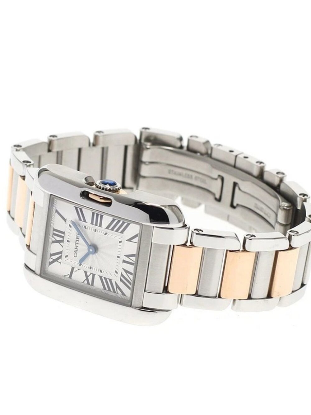 CARTIER Tank Anglaze SM W5310019 PG2 tone Silver Dial Quartz Ladies Watch_898673 - Picture 2 of 6